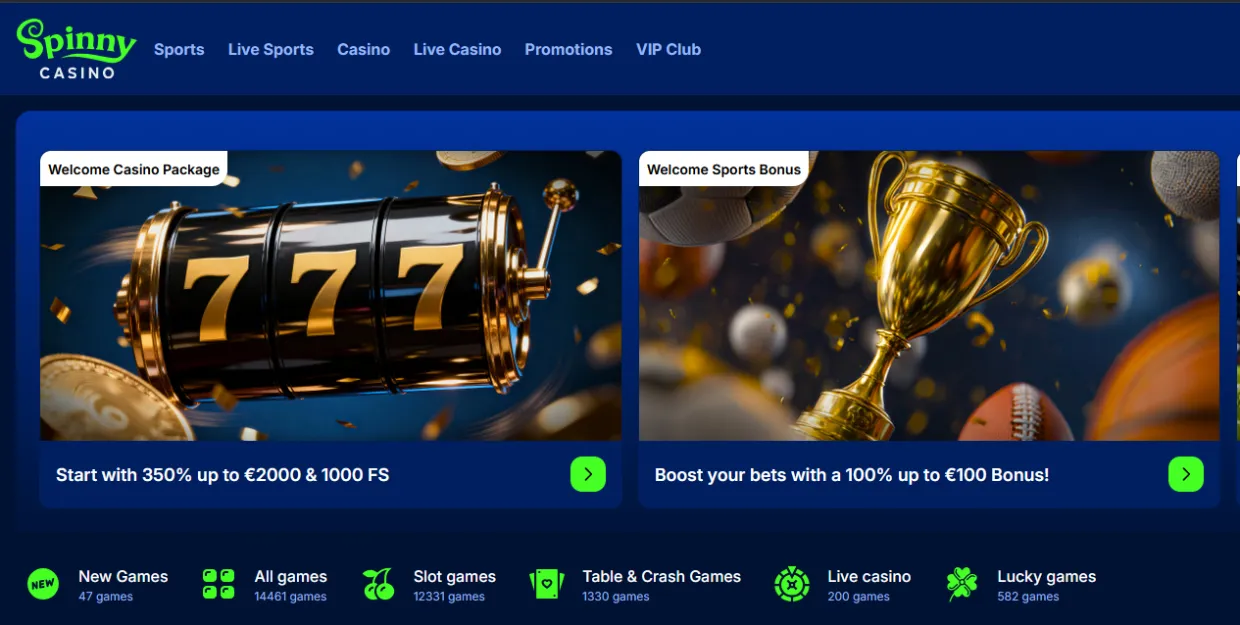 Spinny Casino is our top nongamstop casino for beginners